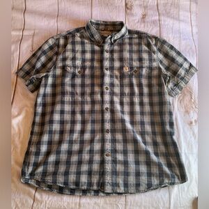 Carhartt Relaxed Fit Navy Gray Plaid Short Sleeve Shirt Size XL